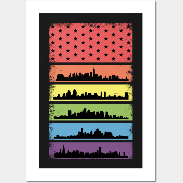 LGBT Pride Rainbow City Skyline Wall Art by ProudToBeHomo